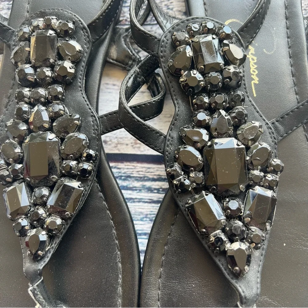 Jessica Simpson “Braylie” Elegant Black Beaded Sandals